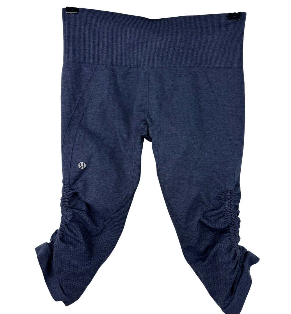 LULULEMON Ebbs Navy Cropped Leggings Ruched High-Waisted Casual Pull-On Size 6